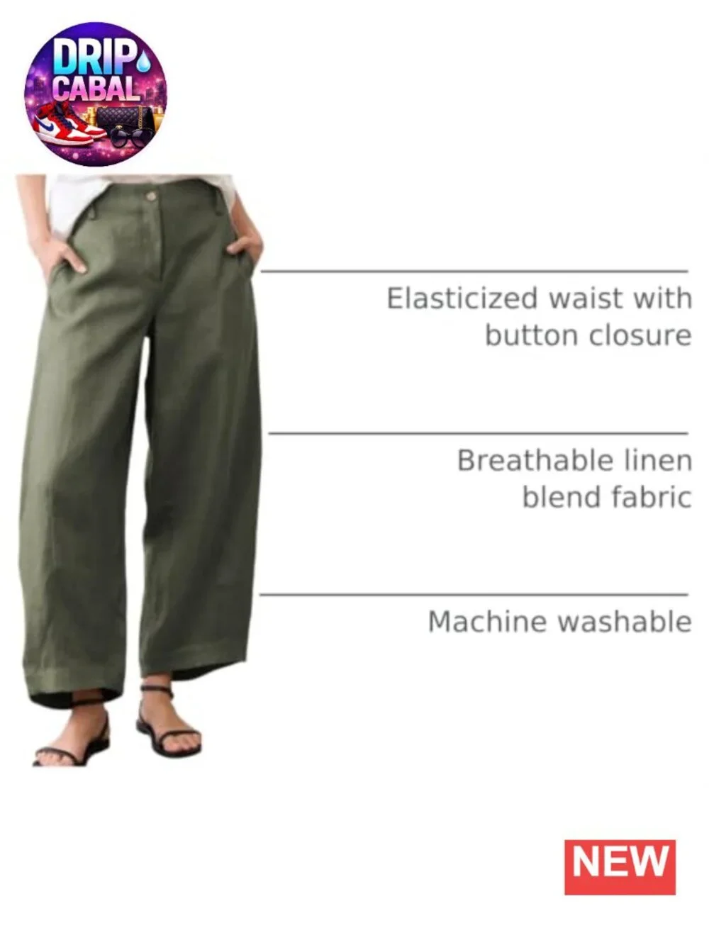 Linen Wide Leg Capri Pants High Rise Palazzo Trousers